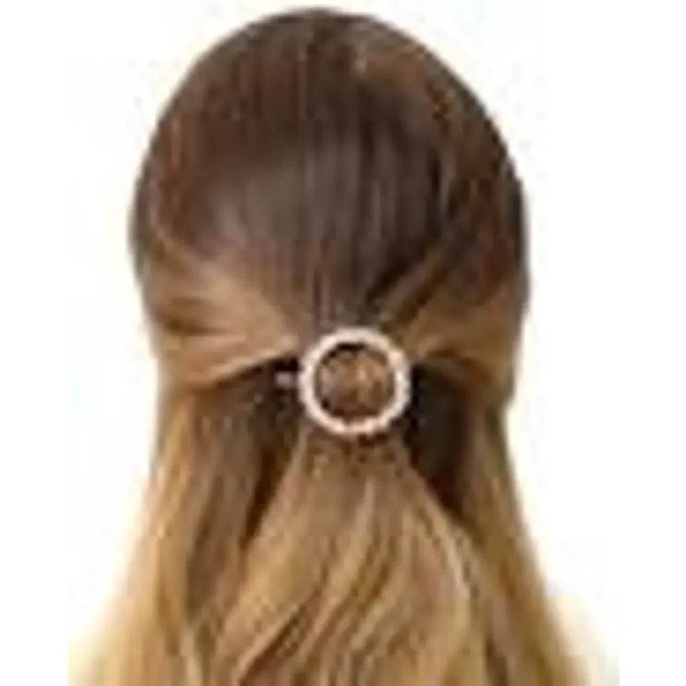 Vintage Gold Tone Hair Ring Clip Elegant Round Hair Barret
